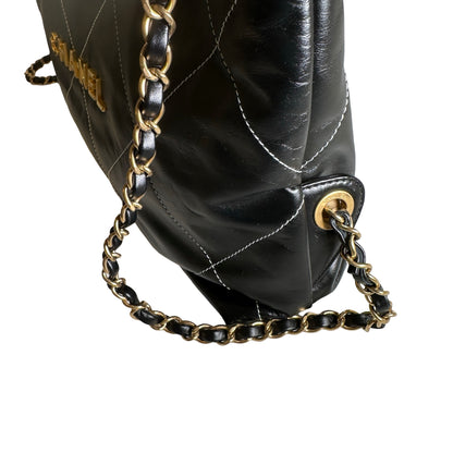Used CHANEL Lambskin 22 Backpack Backpack Black GHW