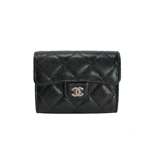 Brand New CHANEL Quilted Caviar Classic Flap Card Holder Card case Black PHW