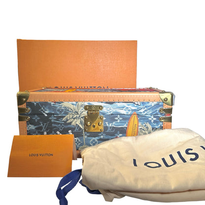 Used LOUIS VUITTON Calfskin Leather Monogram Box Box Blue Brown GHW