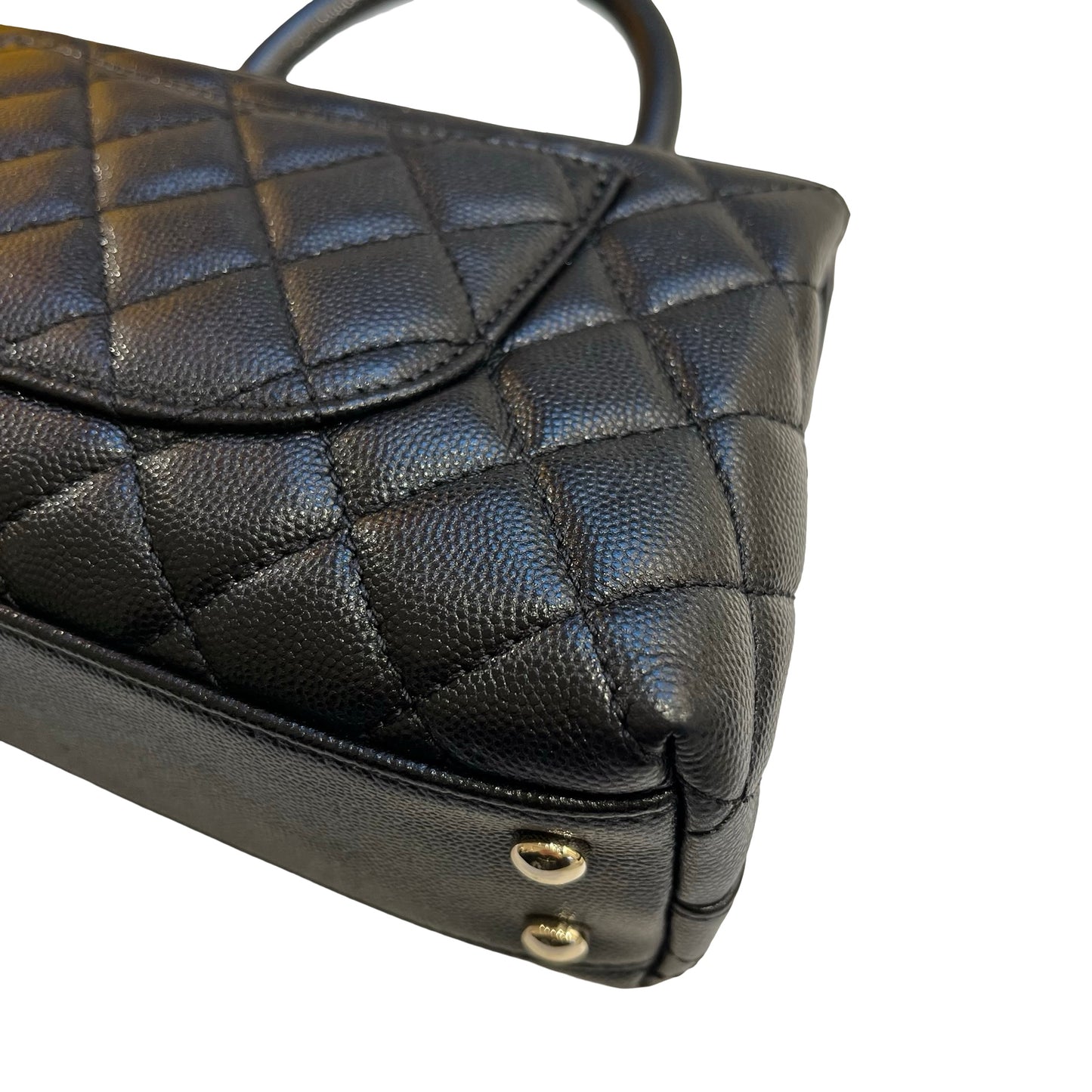 Used CHANEL Calfskin Leather Coco Handle small Handbag Black PHW