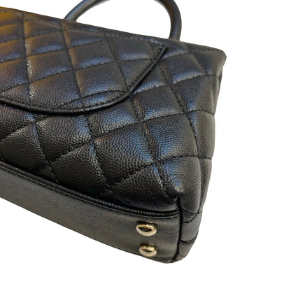 Used CHANEL Calfskin Leather Coco Handle small Handbag Black PHW