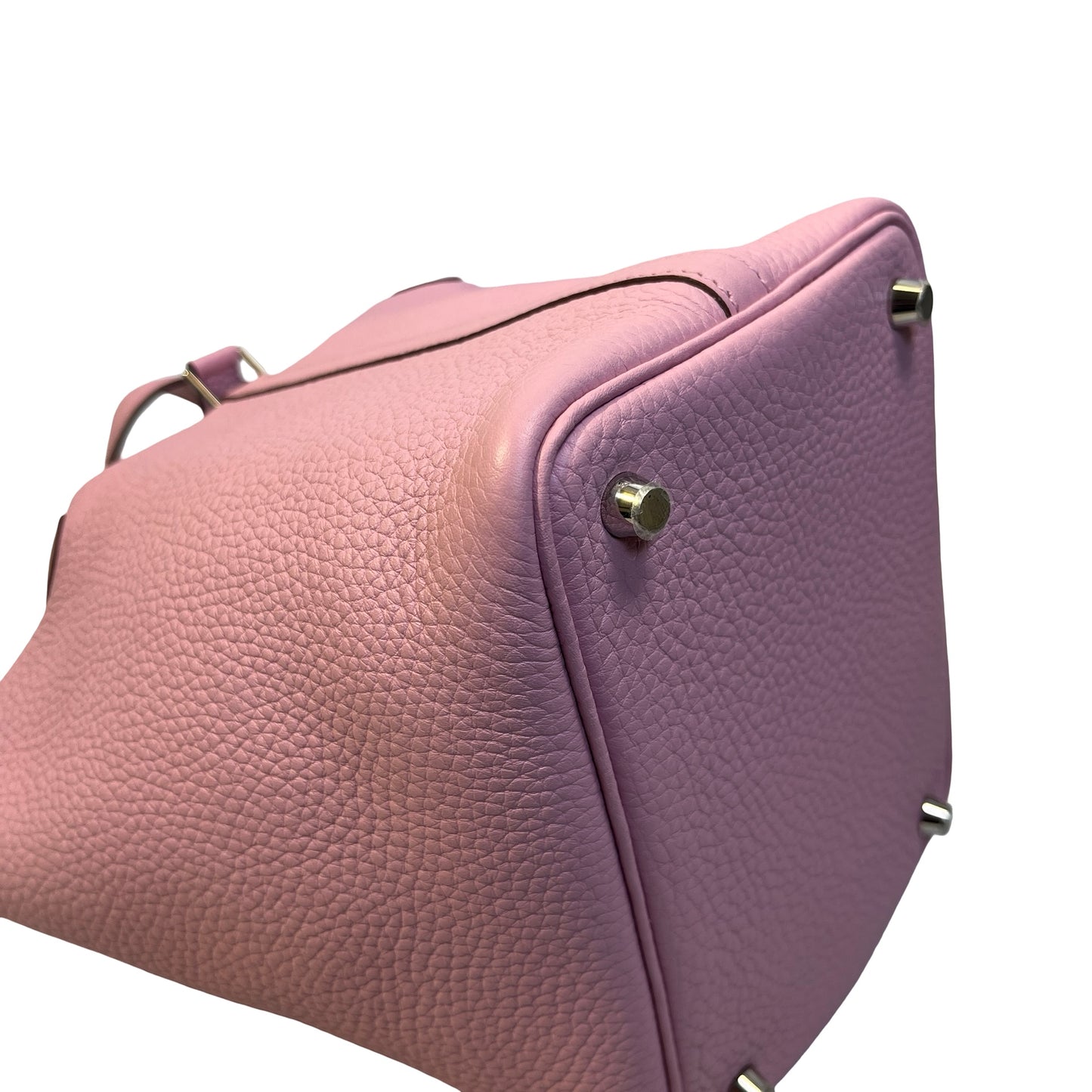 Used HERMES Leather Picotin Bucket Bag Pink