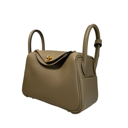 Brand New HERMES TC Mini Lindy Handbag Beige Maria GHW