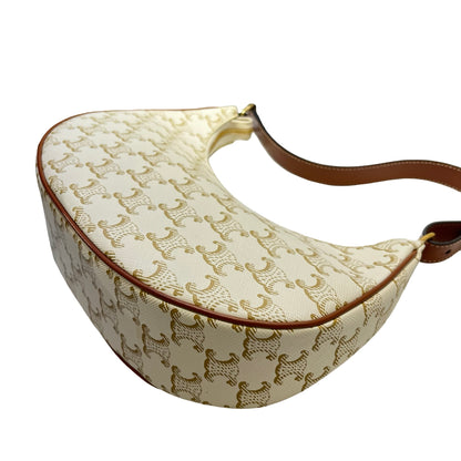 Used CÉLINE Ava Medium Shoulder Bag Brown White GHW