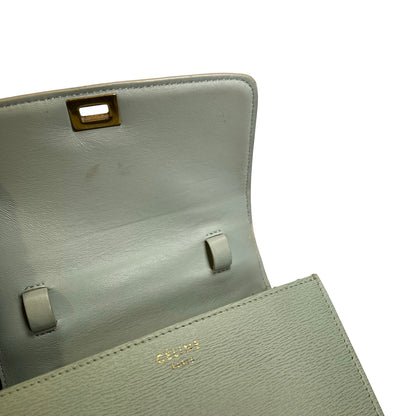 CELINE Epi Leather Classic Box Shoulder Bag Light Green GHW