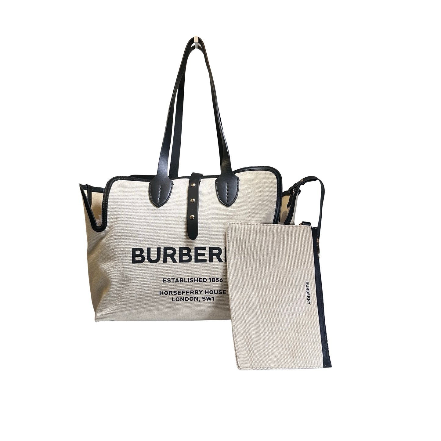 Used BURBERRY Canvas Tote Bag Tote Bag Beige Black
