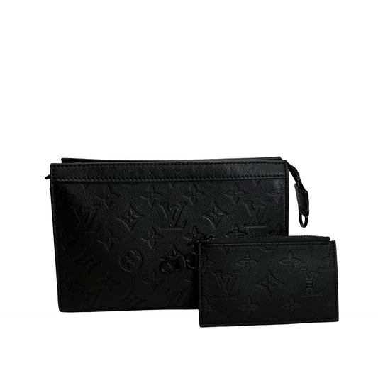 Used LOUIS VUITTON Monogram Empreinte Pochette Cle Clutch Black