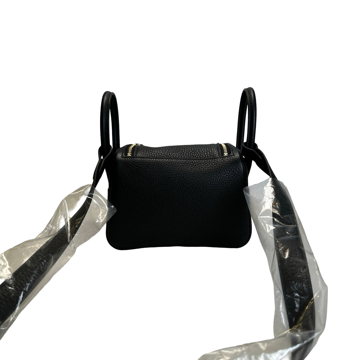 Brand New HERMES Leather Mini Lindy Handbag Black GHW