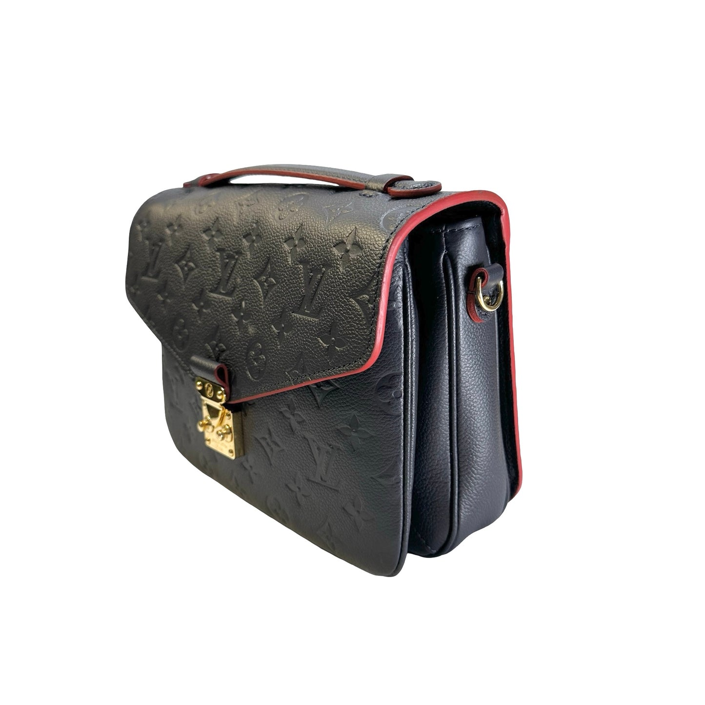 LOUIS VUITTON Monogram Empreinte Pochette Metis Crossbody Bag Navy Blue Red GHW