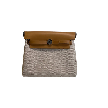 Brand New HERMES Toile Mini Herbag Cross body bag Tan Beige