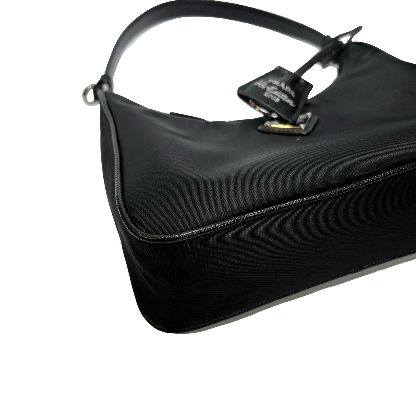 Used PRADA Re-Nylon Saffiano leather Re-Edition 2005 Shoulder Bag Black PHW