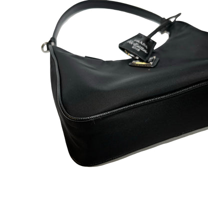 Used PRADA Re-Nylon Saffiano leather Re-Edition 2005 Shoulder Bag Black PHW