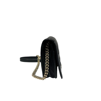 Used Chanel Lambskin Leather WOC Shoulder Bag Black GHW