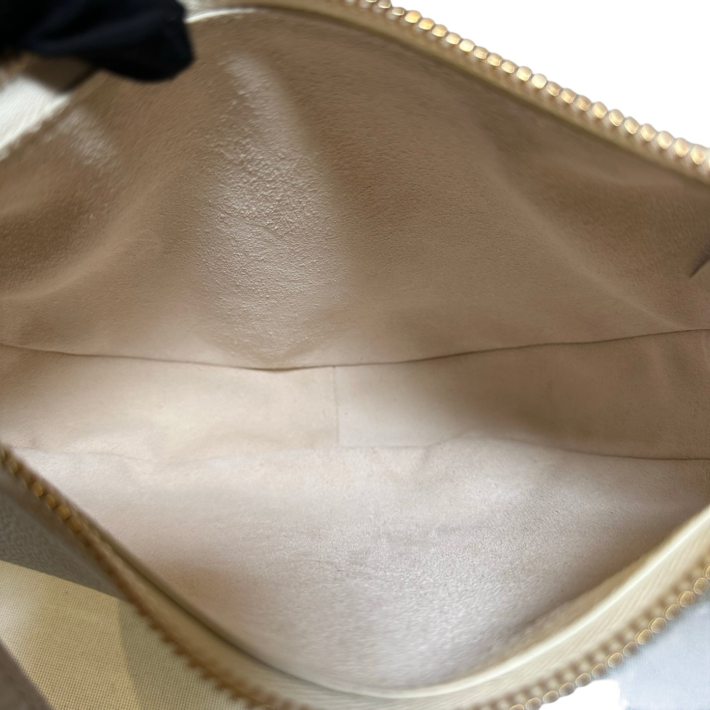 Used CELINE Grained Calfskin Teen Lulu Rice Hobo Bag White Ghw