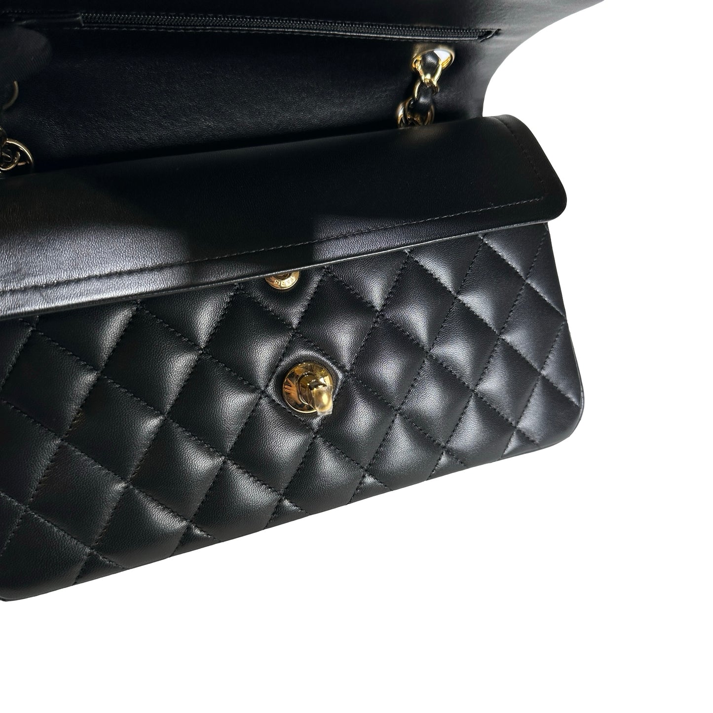 Brand New CHANEL Quilted Lambskin Classic Flap Chain Shoulder Bag Black GHW