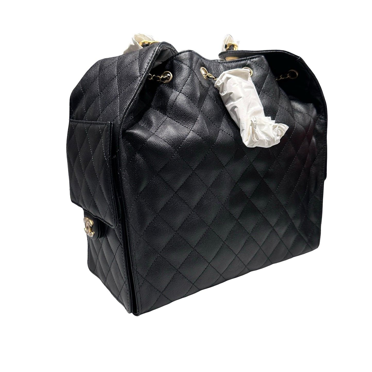 New Chanel 25 Medium Chain Shoulder Bag Black GHW
