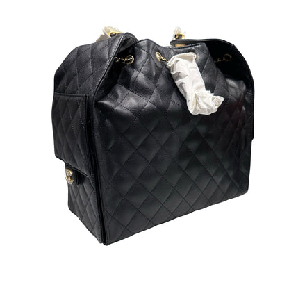 New Chanel 25 Medium Chain Shoulder Bag Black GHW