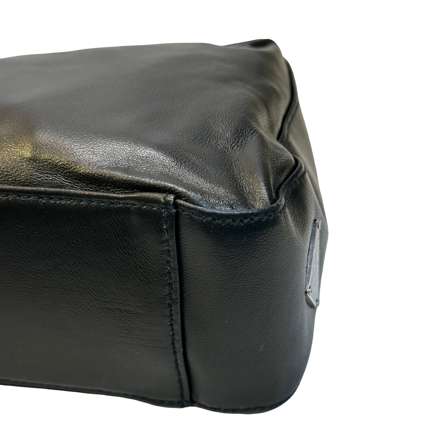 Used PRADA Leather Shoulder Bag Handbag Black