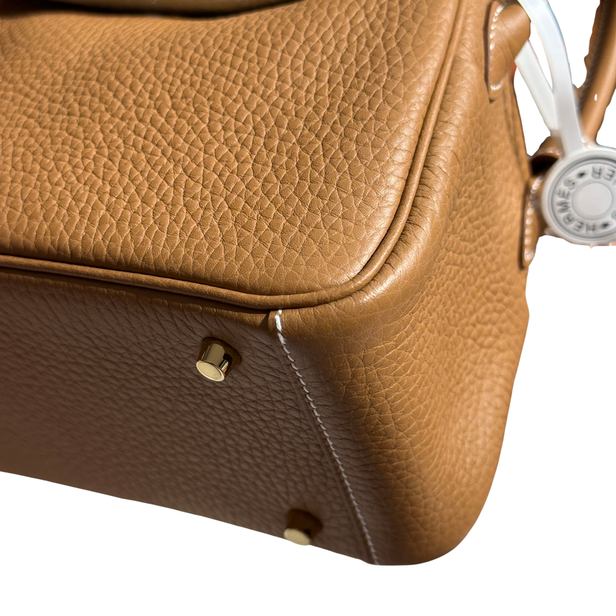 Brand New HERMES Clemence Lindy Handbag Gold