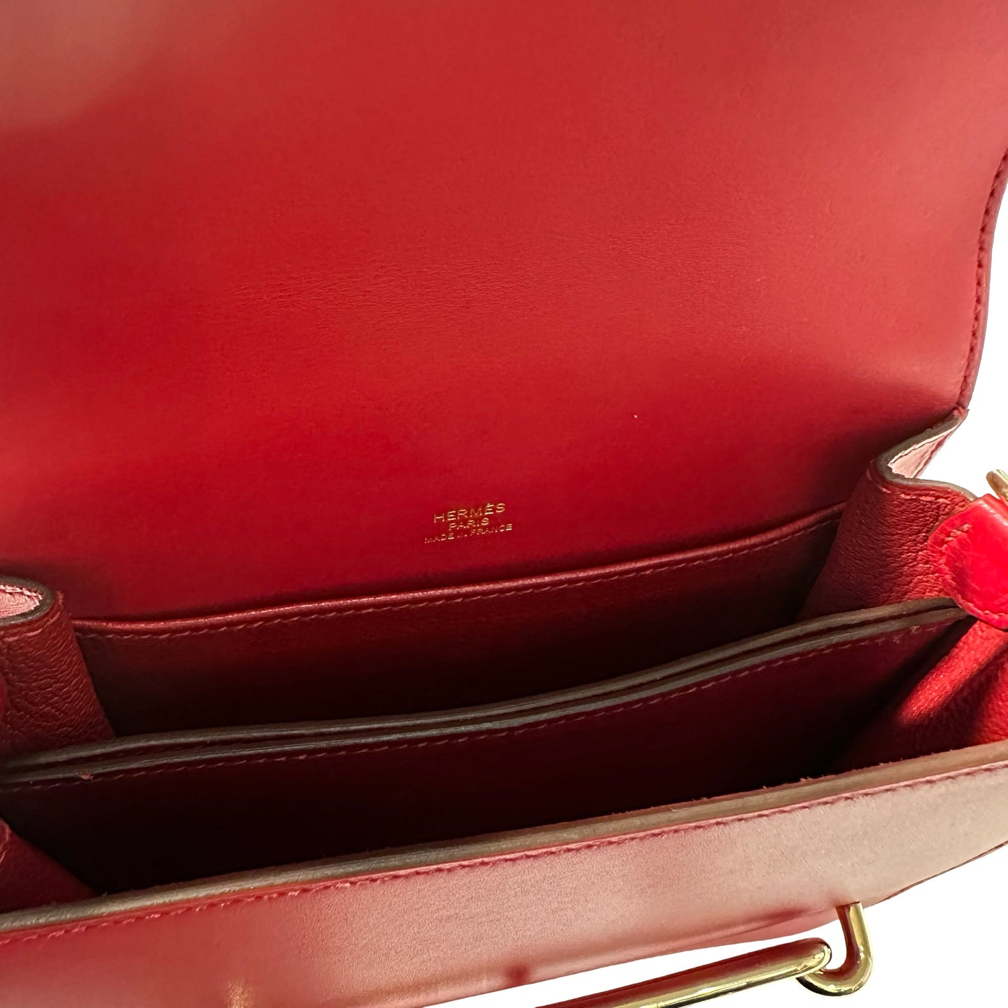Used HERMÈS Allegro Calfskin MINI ROULIS Shoulder Bag 5X Rouge Piment GHW
