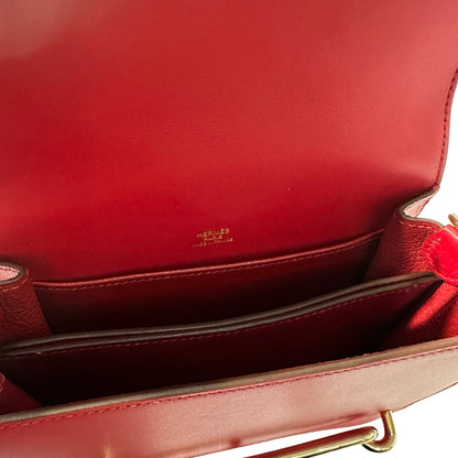 Used HERMÈS Allegro Calfskin MINI ROULIS Shoulder Bag 5X Rouge Piment GHW