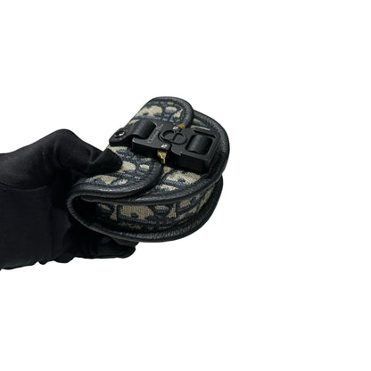 Used DIOR Oblique Saddle Pouch Navy Blue Grey Black