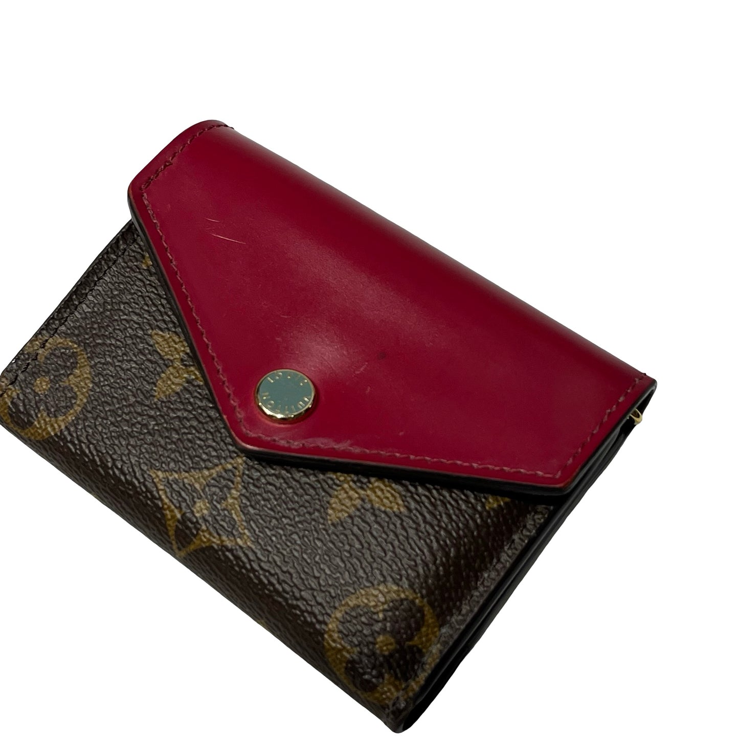 Used Louis Vuitton Monogram Wallet Wallet Brown Red GHW