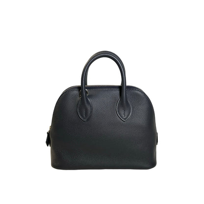 Used HERMES Leather Bolide Handbag Navy PHW