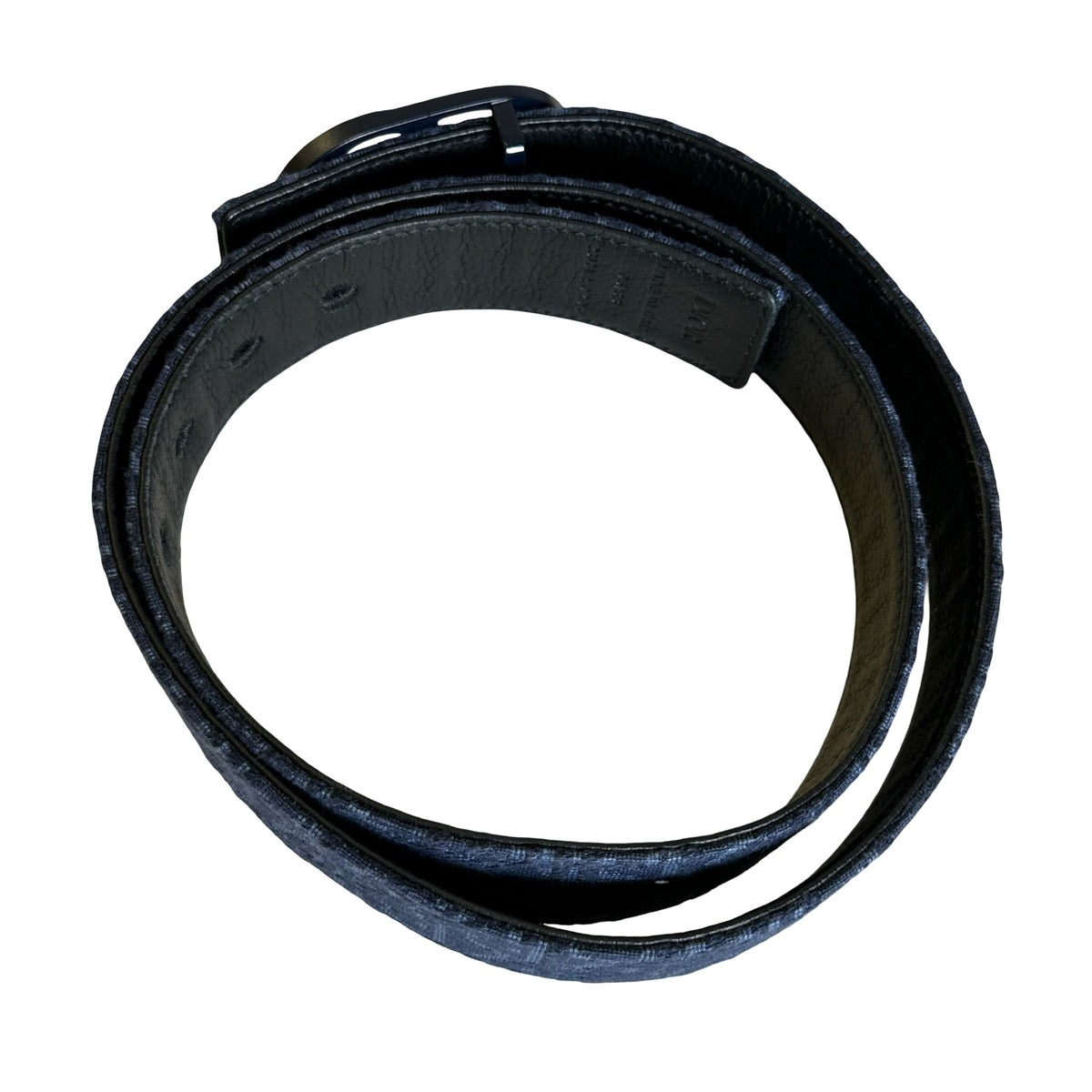 Used DIOR Dior Oblique Jacquard Saddle Belt Belt Navy Black