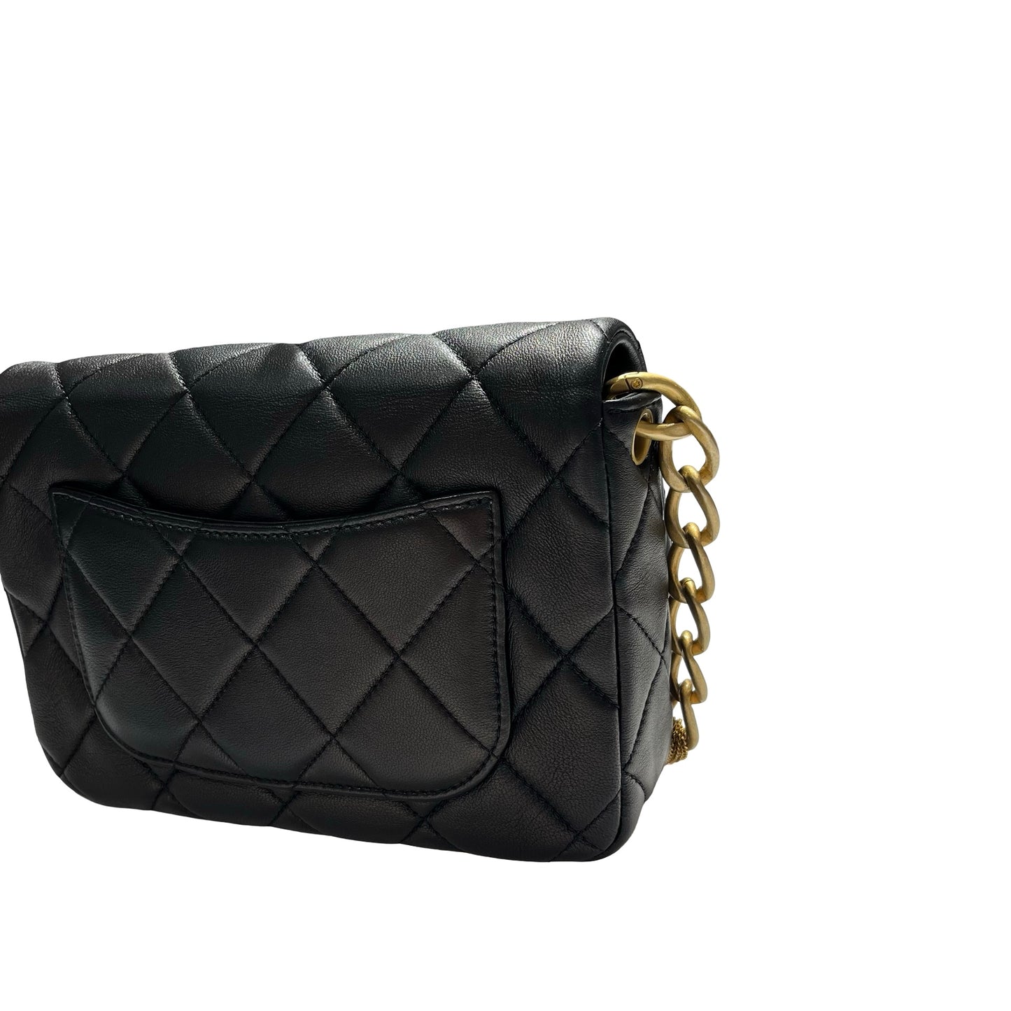 Used CHANEL Lambskin 23A Tassel hobo Hobo Bag Black Gold