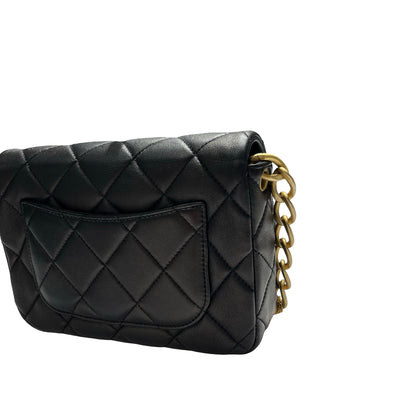 Used CHANEL Lambskin 23A Tassel hobo Hobo Bag Black Gold
