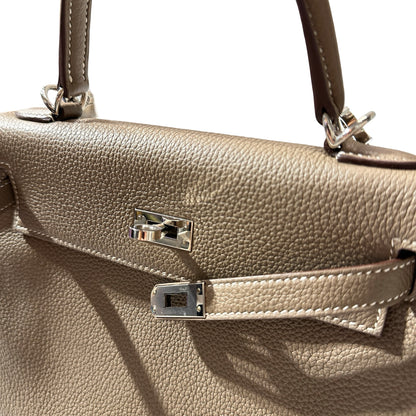 Used HERMÈS Kelly 25 Two Way Shoulder Bag Etoupe (18) PHW