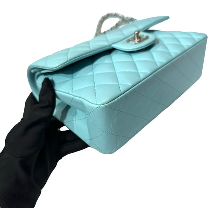 Used CHANEL Lambskin Leather CF 23 Shoulder Bag Blue PHW