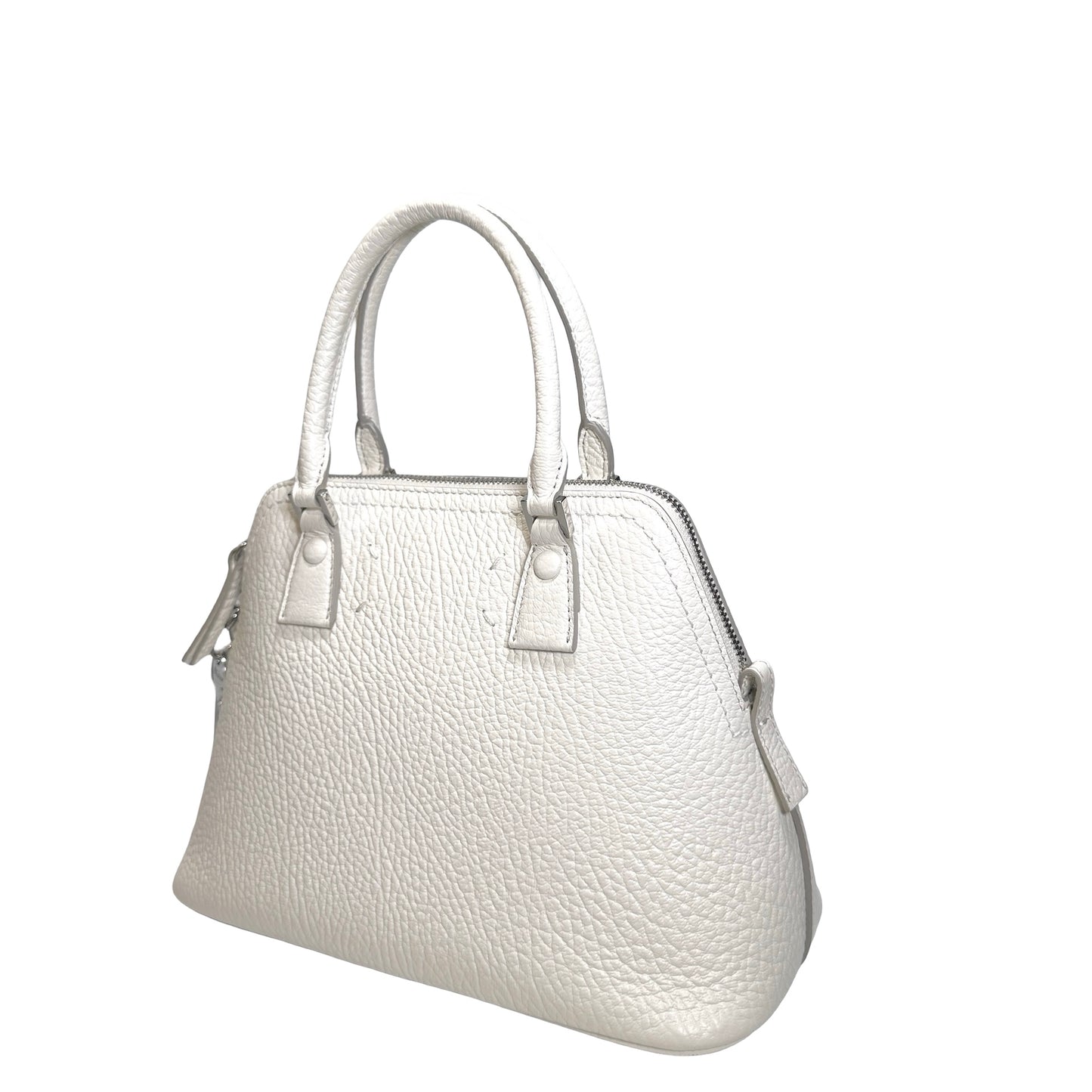 Used MAISON MARGIELA Textured Leather 5AC Classique Mini Bag Handbag White PHW