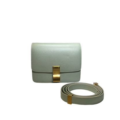 CELINE Epi Leather Classic Box Shoulder Bag Light Green GHW