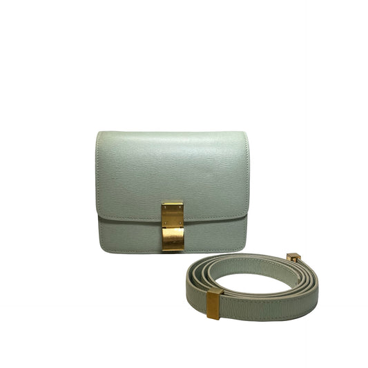 CELINE Epi Leather Classic Box Shoulder Bag Light Green GHW