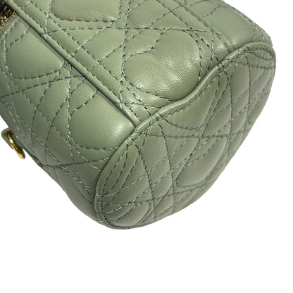 Used DIOR Cannage Lambskin Lady Dior Micro Vanity Case Vanity case Green GHW