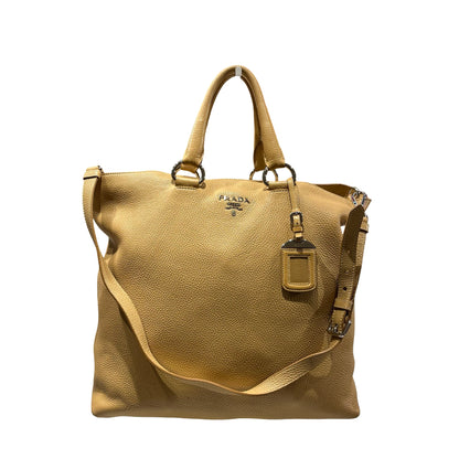 Used PRADA Tote Bag PHW Beige Blue