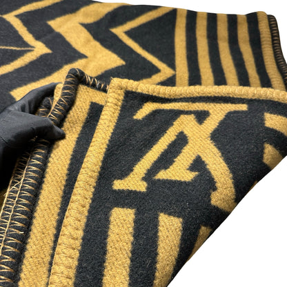 Used LOUS VUITTON Stripes Rocabar Blanket Scarf Black Yellow