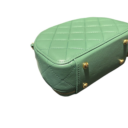 Used Chanel Chic Riviera Top Handle Vanity Case Green GHW