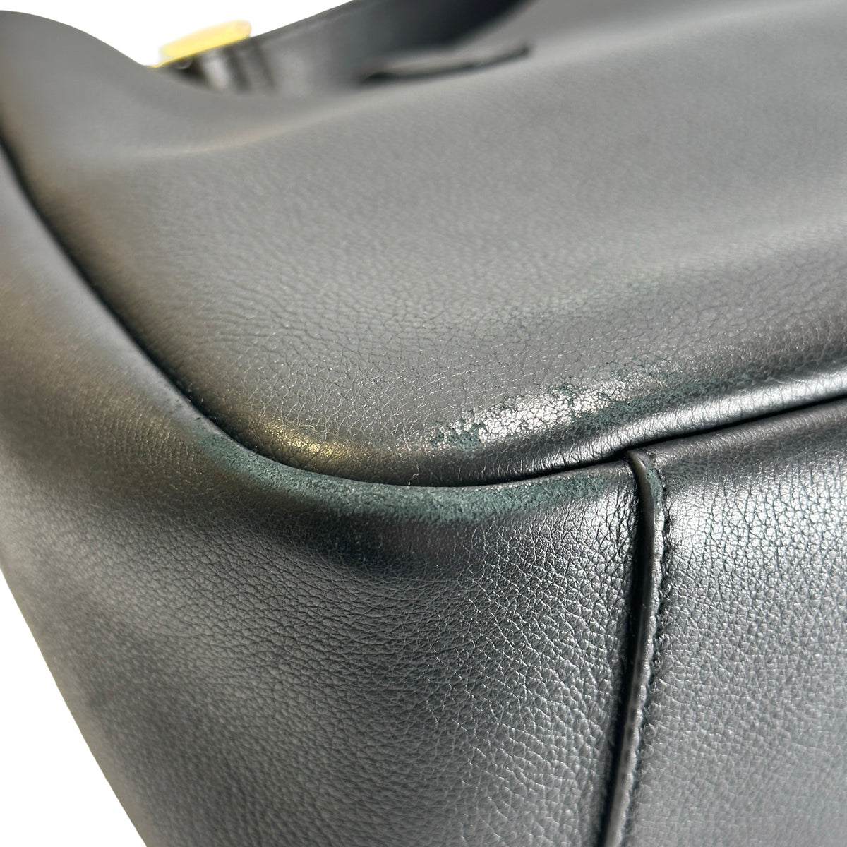Used SAINT LAURENT Leather Le 5 à 7 Shoulder Bag Black Gold