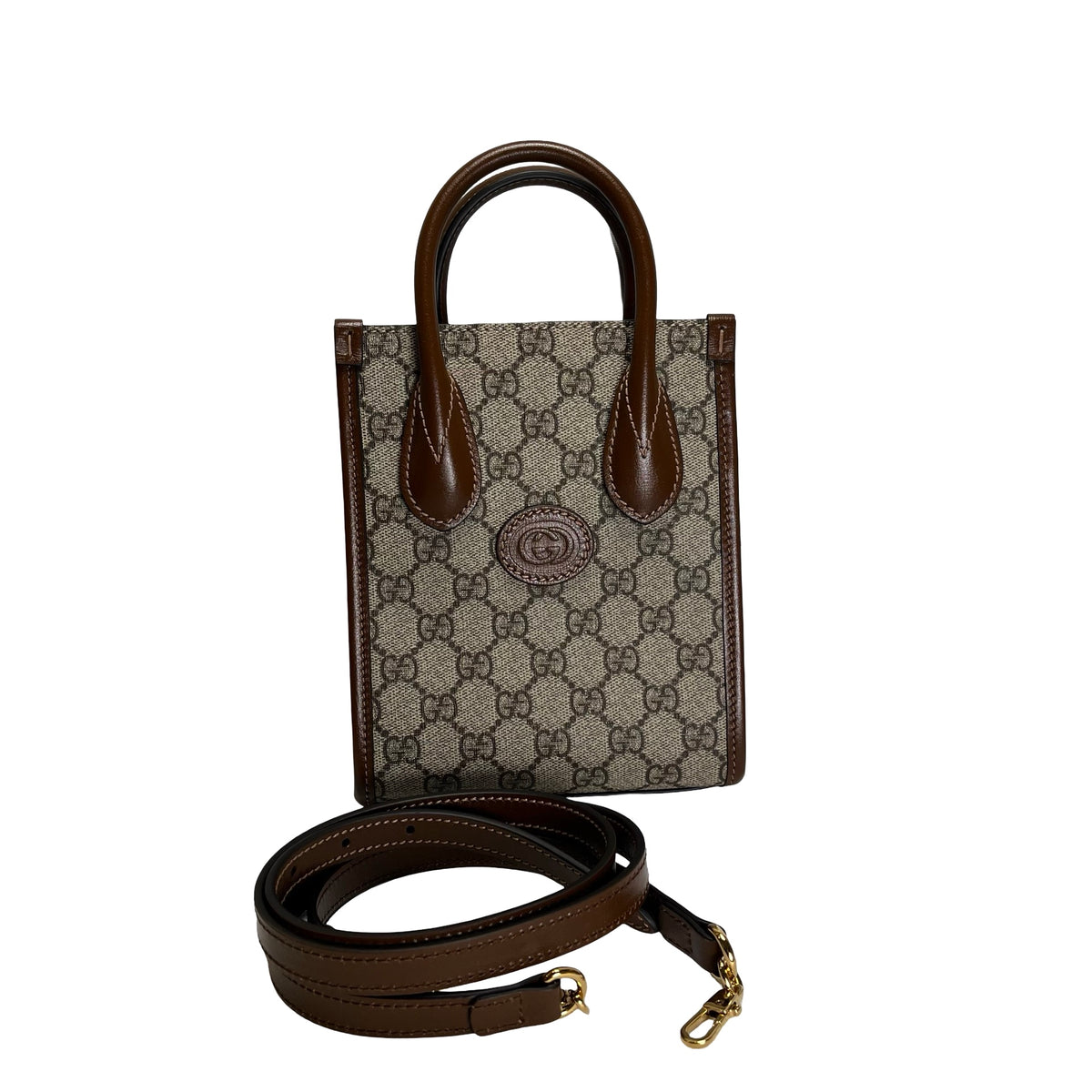 Used GUCCI GG Supreme Interlocking G Mini Tote Bag Tote Bag Beige Brown