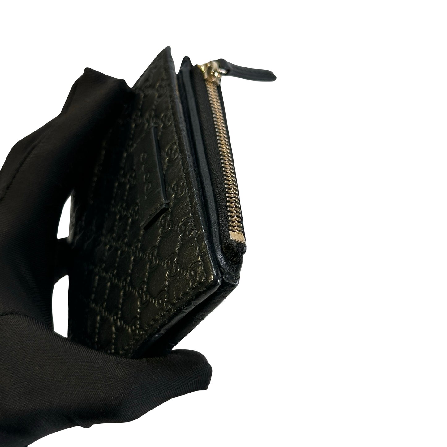 Used GUCCI Microguccissima Leather Microguccissima Compact Wallet Wallet Black GHW