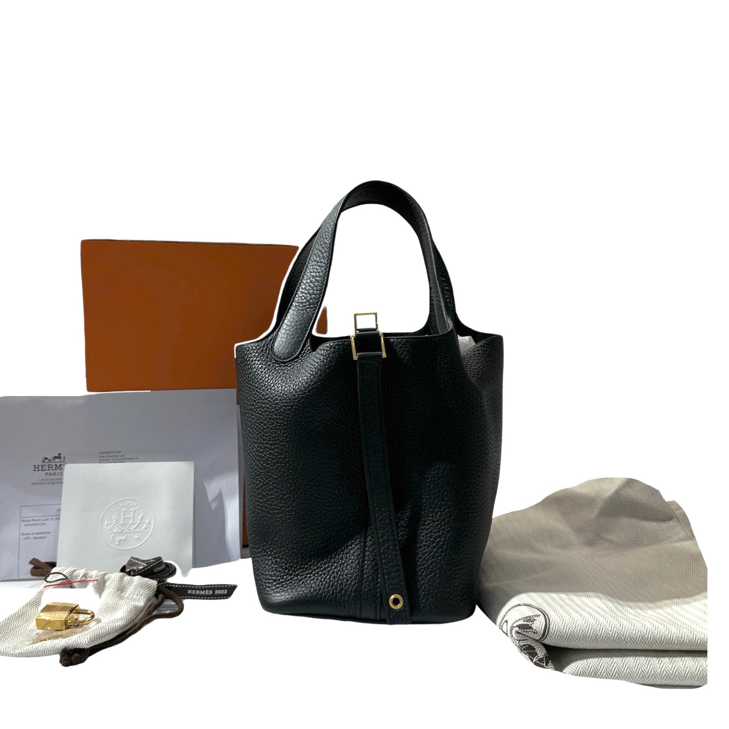 Unused HERMÈS Picotin 18 Handbag Black GHW