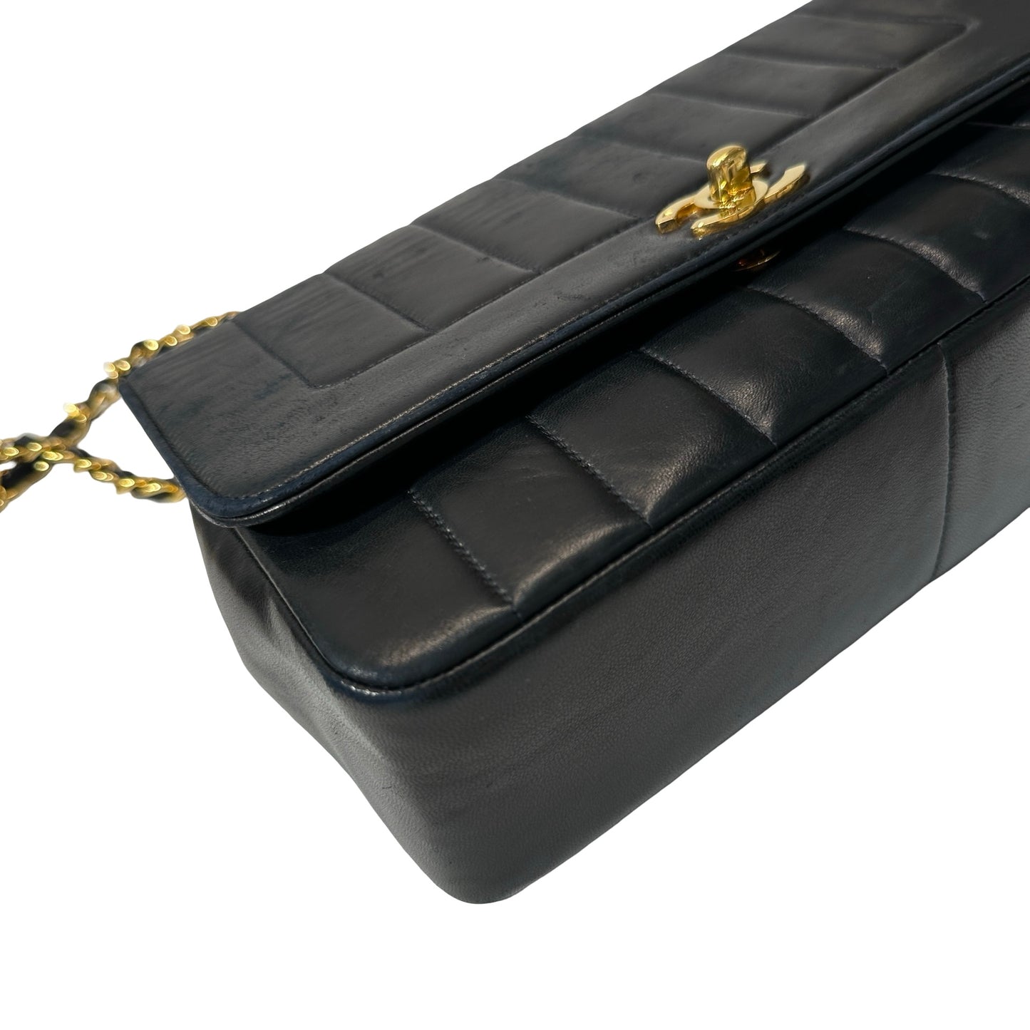 Used Chanel Lambskin Leather Cf Flap Vintage Shoulder Bag Black GHW