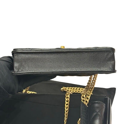 Used CHANEL WOC with Camellia Chain Shoulder Bag Black GHW