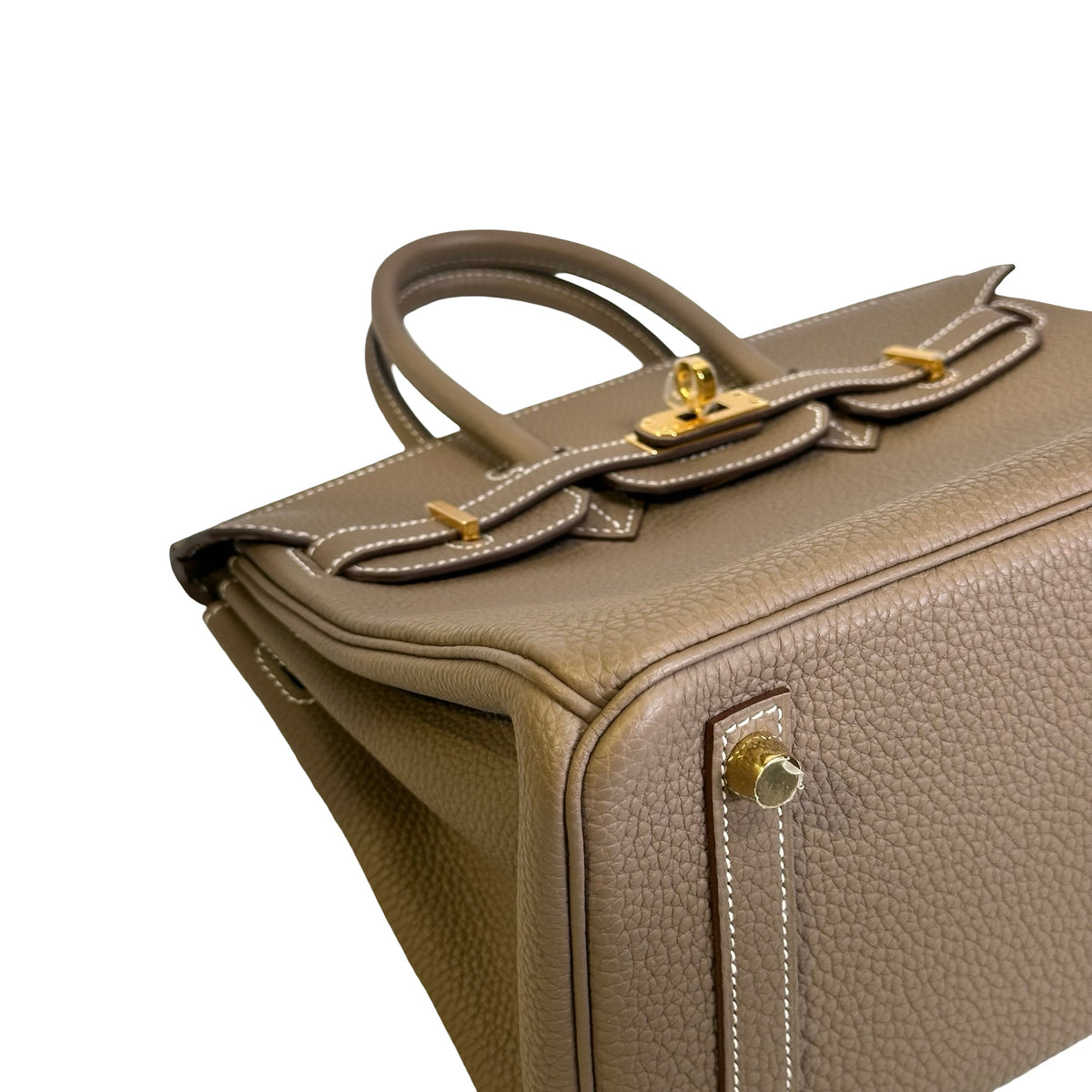 Used HERMES Togo Birkin 25 Handbag Etoupe Gold