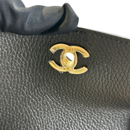 Brand New CHANEL Quilted Suede Caviar Deauville Tote Bag Beige Black Gold