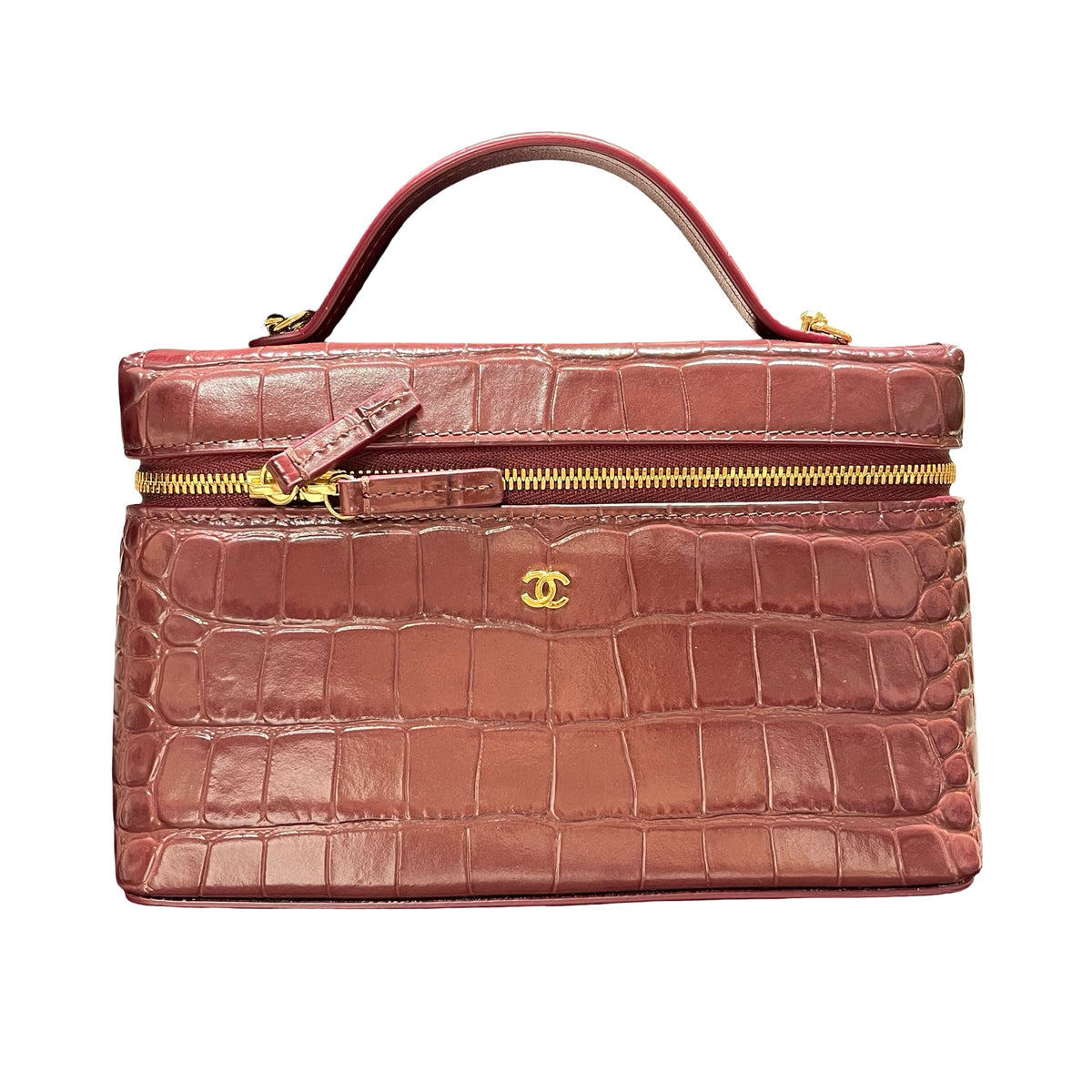 Brand New CHANEL Crocodile Embossed Vanity Case Vanity case Burgundy