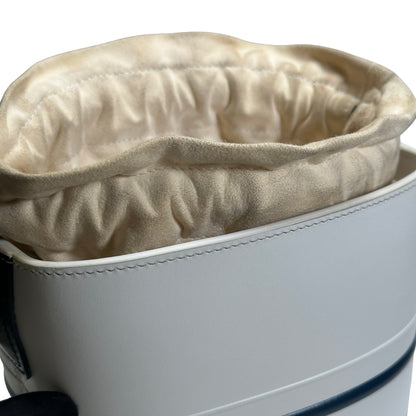 Used DIOR Leather Vibe Bucket Bag White Navy Blue